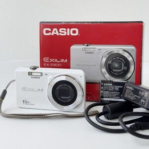 外観美品 通電OK ◆ カシオ エクシリム CASIO EXILIM EX-Z900 ホワイト 本体 箱付き 4.6-27.6mm 1:3.5-6.5 デジタルカメラ デジカメ