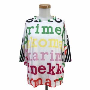 m536-61 adidas アディダス marimekko マリメッコ 半袖 ドルマン Tシャツ シャツ カットソー トップス ロゴ 総柄 白系 レディース L