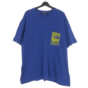 シュプリーム SUPREME × ザ ノース フェイス THE NORTH FACE プリンテッド ポケットTシャツ カットソー 半袖 XL 青 ブルー NT023091