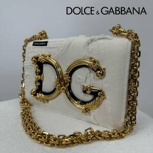 極美品 ほぼ未使用 現行 希少 DOLCE&GABBANA ドルガバ ドルチェ＆ガッバーナ DG GIRLS チェーンバッグ チェーンショルダーバッグ ホワイト