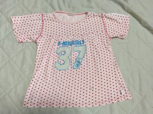 e mini girl 半袖丸首Tシャツ130cmピンク綿100%水玉レッド女の子コットン水色100%赤キッズ子供服ブルー子どもドット柄ホワイト白カットソー