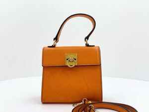 〇1219 CELINE セリーヌ ケリー型 レザー ロゴ金具 ミニ 2WAY ハンド バッグ 良品