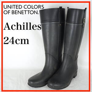 EB5752*UNITED COLORS OF BENETTON Achilles*ユナイテッドカラーズオブベネトン アキレス*レディースレインブーツ*24cm*黒