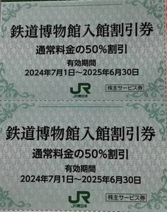 ◆JR東日本　鉄道博物館入館割引券(50%割引) 2枚(2名分) 2025年6月30日迄