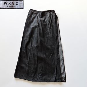 ビンテージ wxyz WORKSHOP ワークショップ デニムスカート風パンツ ワンサイズ ブラック系 レイヤード風 ラップデザイン Yohji Yamamoto