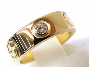 新品同様 カルティエ ハーフ ダイヤ ラブリング ■ 6号(46) K18 YG イエローゴールド 指輪 レディース リング Cartier □5G6DS