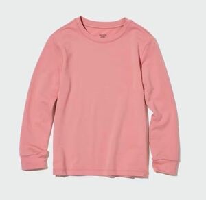 ★ユニクロ キッズ ガールズ ヒートテックコットンクルーネックTシャツ極暖・長袖 2022.12モデル 12PINK/ピンク 140 検GU無印 定価1290円★