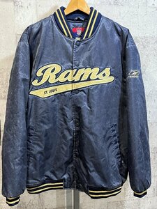 リーボック NFL ST.LOUIS RAMS ナイロン スタジャン US L アメフト ラムズ スタジアムジャンパー Reebok