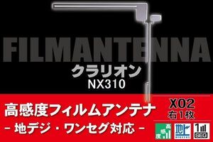 地デジ ワンセグ フルセグ L字型 フィルムアンテナ 右1枚 クラリオン Clarion 用 NX310 対応 フロントガラス 高感度 車