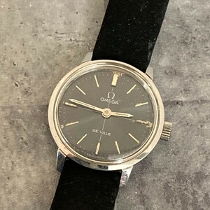 ◆稼働品◆人気◆ OMEGA オメガ Deville デビル 手巻き 黒文字盤 レディース腕時計 アンティーク 