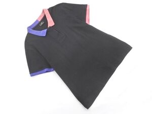 Paul Smith ポールスミス バイカラーカラー ポロシャツ sizeM/黒 ■◆ ☆ ehc2 レディース