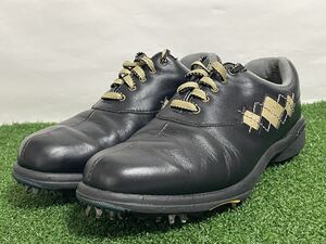 FootJoy フットジョイ eCOMFORT 24.0cm W ブラック アーガイル レディースゴルフシューズ 黒