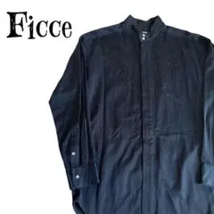 希少90s★FICCE フィッチェ ペイズリー柄 デザイン バンドカラーシャツ