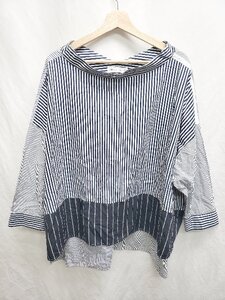 ◇ Θ BEAMS BOY ビームス ボーイ TORI-TO トリト ストライプ 長袖 ブラウス サイズM ネイビー ホワイト レディース P