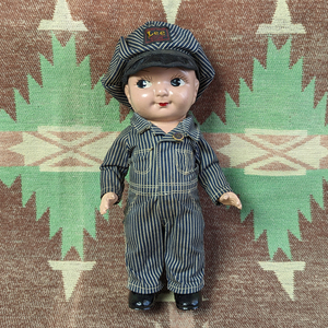 斜めe 黒タグ 【Buddy Lee Doll】 30s 30年代 バディー リー ドール Union Alls コンポジ ヒッコリーストライプ ワーク ビンテージ 20s40s