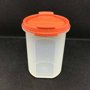 CL【中古品】TUPPERWARE タッパーウェア 保存容器 スパイスコンテナー 440ml オレンジ 茶色 昭和レトロ アウトドア