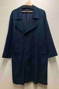 UNUSED DOUBLE OVERCOAT US0898 アンユーズド ダブルオーバーコート ダブル トレンチ コート ネイビー コットン キュプラ 日本製 メンズ 1