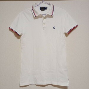 POLO RALPH LAUREN　　　CUSTOM SLIM FITフチラインコットン鹿の子半袖ポロシャツ　　XS　　白×紺×赤