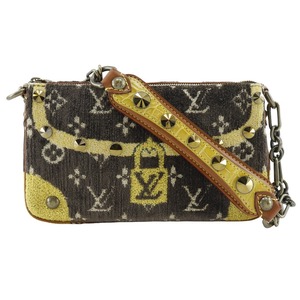 LOUIS VUITTON ルイ・ヴィトン トロンプイユ ポシェットアクセソワール M92710 SL1004 ショルダーバッグ ベルベット 茶【H172224792】中古