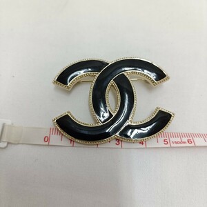 1円 CHANEL シャネル ブローチ B22K ココマーク アクセサリー ゴールド 黒 ブラック