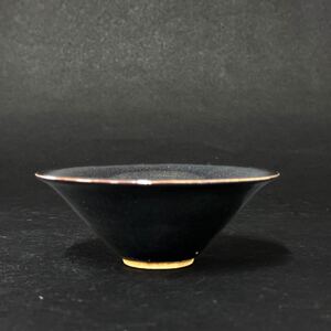 【後】FA006 釉木葉文茶碗 古美術 骨董品 古玩 時代物 古道具 中国美術品 朝鮮美術品 日本美術品