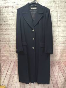 【美品】Max Mara マックスマーラ　ウール53%　ロングコート　チェスターコート　背裏無し　濃紺　40　　