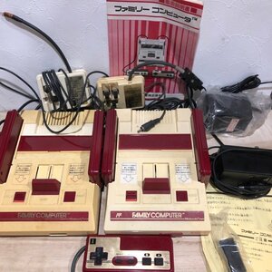 【ジャンク・簡易包装】 四角ボタンあり　計２台　ファミコン　本体　説明書　アダプター　RFスイッチ　まとめて セット 管1