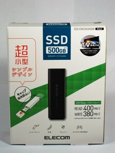 ■　ELECOM　外付けポータブルSSD　500GB　ブラック　(ESD-EMC0500GBK)