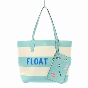 ケイトスペード KATE SPADE Pool Float Tote Bag プール フロート トートバッグ ポーチ付き レザー ミントブルー 白 ホワイト K7324