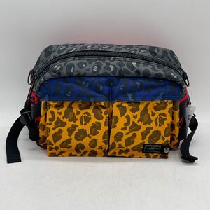 ★BN2267●A BATHING APE × PORTER ポーター エイプ レオパード クレイジー ボディバッグ ウエストバッグ カモフラ　迷彩