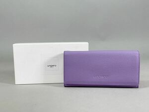 未使用 ungaro ウンガロ 長財布 牛革 紫色 パープル 日本製 箱付き