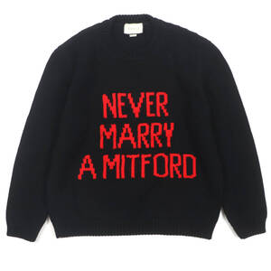 美品▼GUCCI グッチ 18SS 514906 NEVER MARRY MITFORD レタリング スネッククラウン ニットセーター ブラック XL 伊製 正規品 メンズ