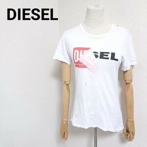 ディーゼル DIESEL 半袖Tシャツ トップス ロゴプリント 刺繍 白色 ホワイト カジュアル 綿 XS メンズ