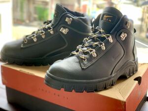 レア！ 1998年製. NIKE ACG, AIR KHYBER 当時のデッドストック品　新品極上、劣化は全くなし。エアカイバー 黒革　size8 25.5-26cm、