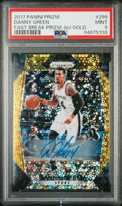 2017-18 Panini Prizm Fast Break Auto Gold Danny Green /10 PSA 9 Spurs