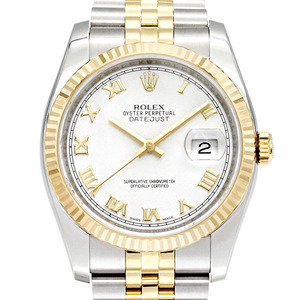 ロレックス ROLEX デイトジャスト 116233 ホワイト文字盤 ランダム SS/YG メンズ腕時計 自動巻き DATEJUST 36mm ブランド 生産終了