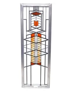 フランク・ロイド・ライト 財団 ヴィンテージ ステンドグラス 縦長 ロビーハウス