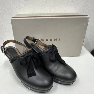 ⑯MARNI マルニ サンダル BLK ブラック 38 レザー SBMSJ02G09