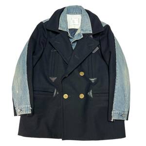 sacai サカイ　20AW Denim Docking P-Coat ネイビー x L.インディゴ サイズ:1