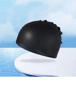 【シリコンswimcap】無地のスイムキャップ 《定番》上質素材　黒