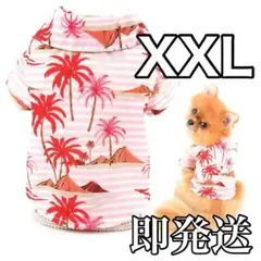 犬 猫服 アロハシャツ ヤシの木柄 ピンク XXL 防虫UVカット 中型・大型犬