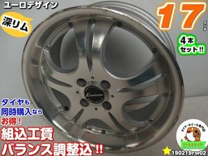 深リム[中古ホイール4本セット]Eurodesign(ユーロデザイン)[17x7J+38/100/4H]ヤリス、ライズ、ノート(E12)、コルト(ローダウン)、ロッキー