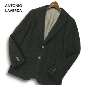 ANTONIO LAVERDA スーツカンパニー 秋冬 銀ボタン★ ウール ケーブル ニット テーラード ジャケット ブレザー Sz.M メンズ　A4T11919_B#N