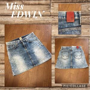 ◆Miss EDWIN ミスエドウィン 503 53598 デニムスカート ケミカルウォッシュ 色落ちused加工 レディースS 美品　送料無料