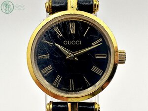 AK0607677　＊ GUCCI グッチ シェリーライン 黒文字盤 ブラック ラウンド アナログ ローマン 2針 レディース QZ クォーツ 腕時計