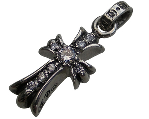 CHROME HEARTS DOUBLE SIDE CH CROSS BABY FAT CHARM PAVE DIAMOND　クロムハーツ　ベイビーファット　wパヴェダイヤ　 シルバー