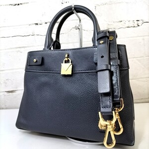 12 120 Φ 【 MICHEAL KORS 】 マイケルコース ゴールド金具 レザー 2way ショルダーベルト付 ハンドバッグ 手提げ 婦人鞄 商品ランク:B