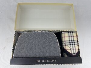 E7 未使用品 BURBERRY バーバリー ギフトセット ミニポーチ&ハンカチ アイボリー ノバチェック チェック柄 ブランド小物 レディース