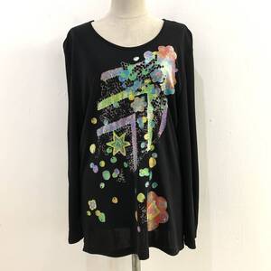 ☆訳あり CHRISTIAN LACROIX Bazar クリスチャンラクロア バザール Vintage 長袖カットソー ラメ ブラック【レターパックプラス郵送可】K