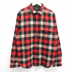 XL/古着 ジェイクルー J.CREW 長袖 ウール シャツ メンズ 赤他 レッド チェック 23oct20 中古 トップス